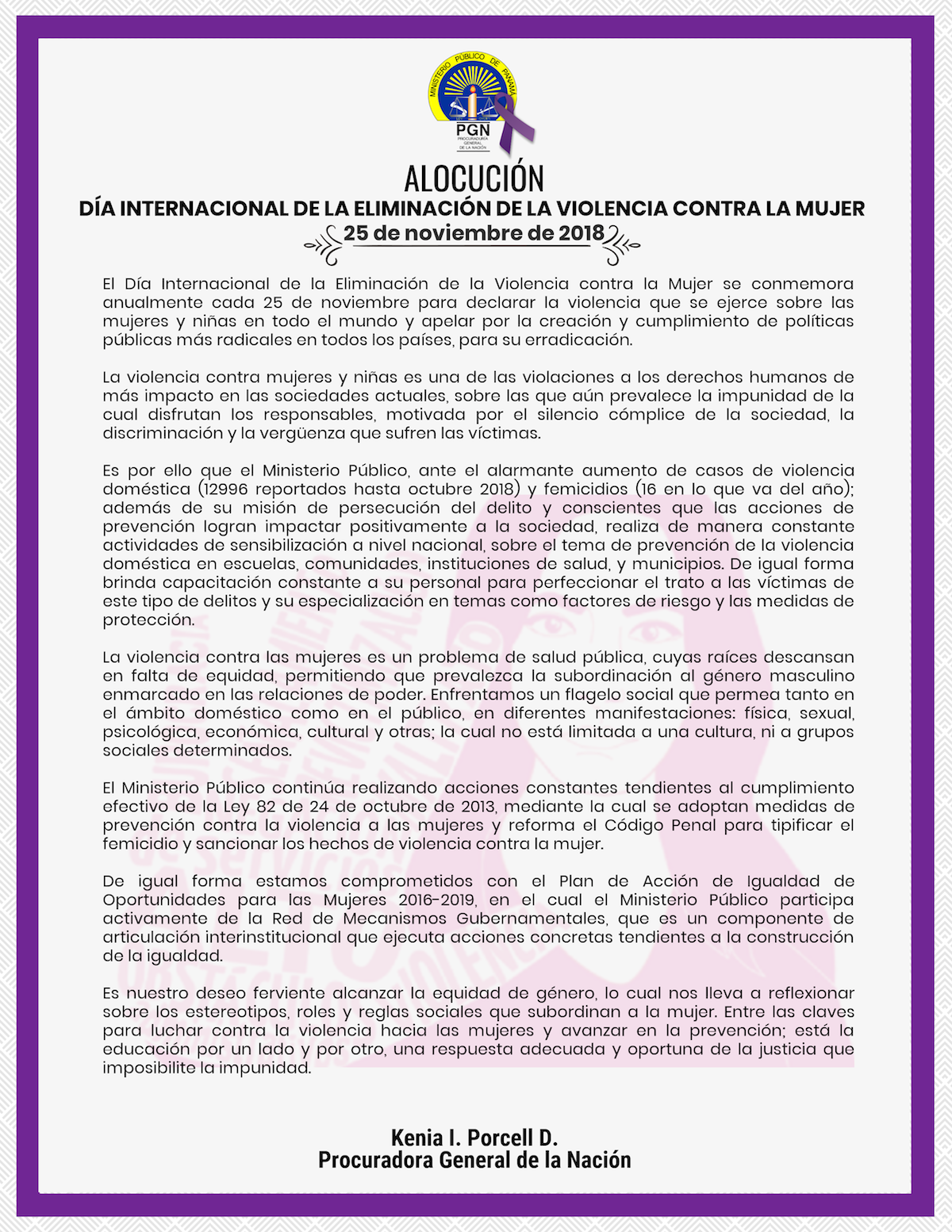 Día Internacional de la Eliminación de la Violencia contra la Mujer