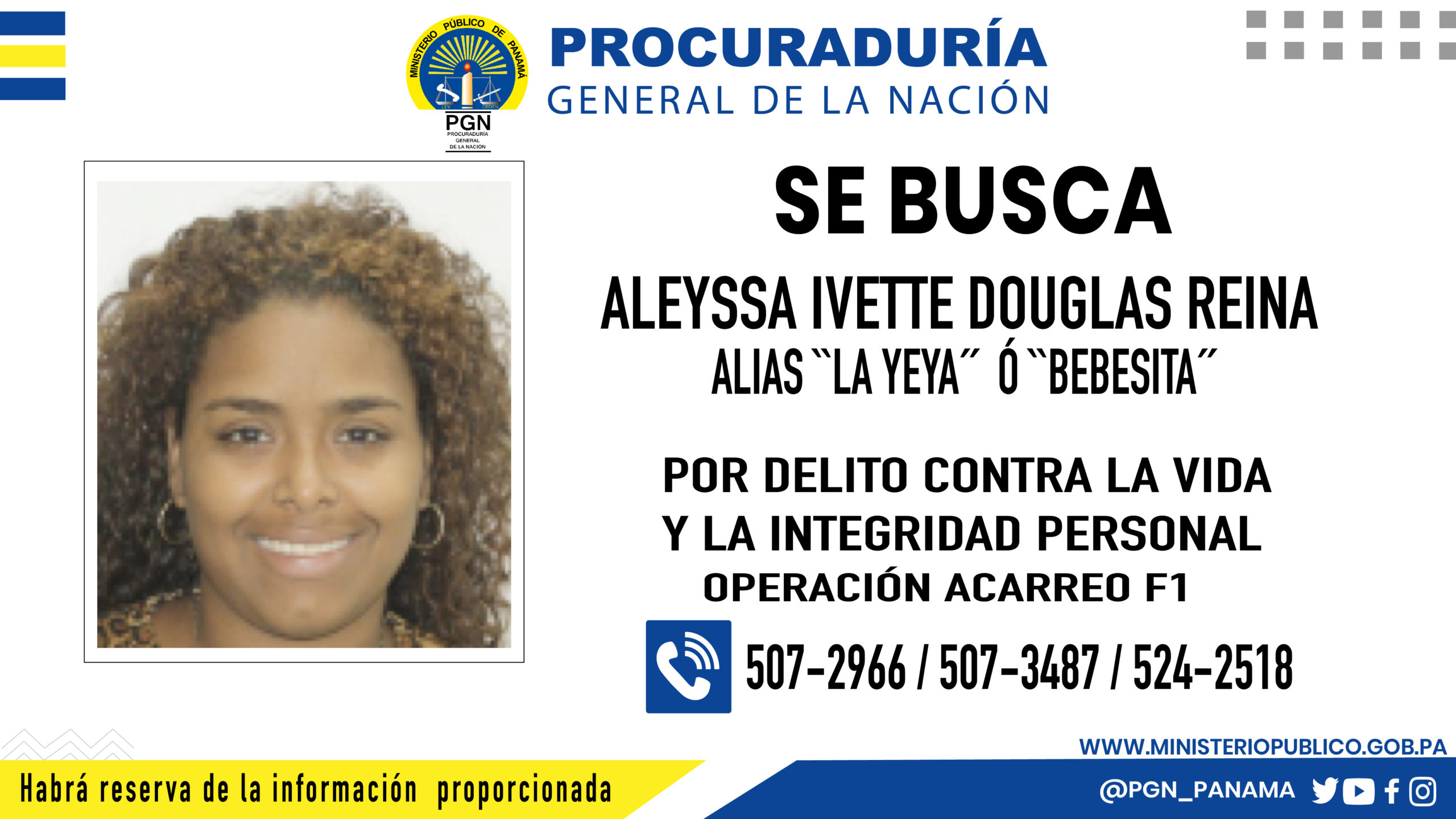 Fiscalía de Homicidio y Femicidio está tras el paradero de alias “La Yeya” o “Bebesita”, requerida en la Operación Acarreo F1