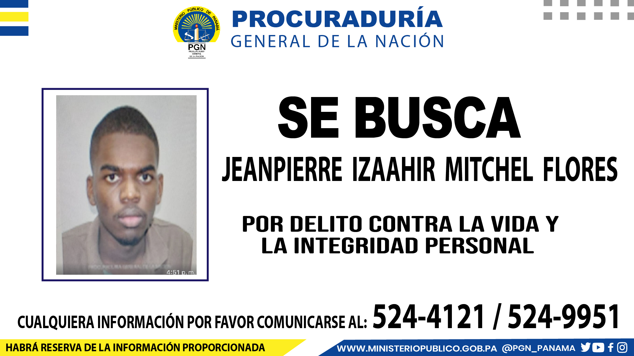 Ministerio Público solicita cooperación de la ciudadanía para dar con la ubicación de una persona investigada por homicidio y robo