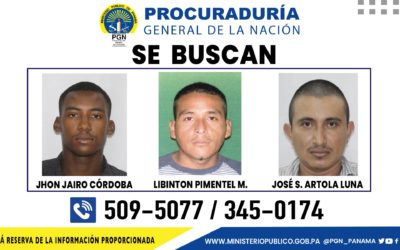 Fiscalía Regional de Panamá Oeste reitera el apoyo a la ciudadanía para ubicar a tres requeridos por distintos homicidios