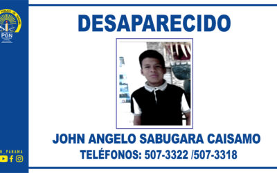 Fiscalía Regional de San Miguelito requiere colaboración de la ciudadanía para ubicar a un menor de 14 años de edad reportado como desaparecido