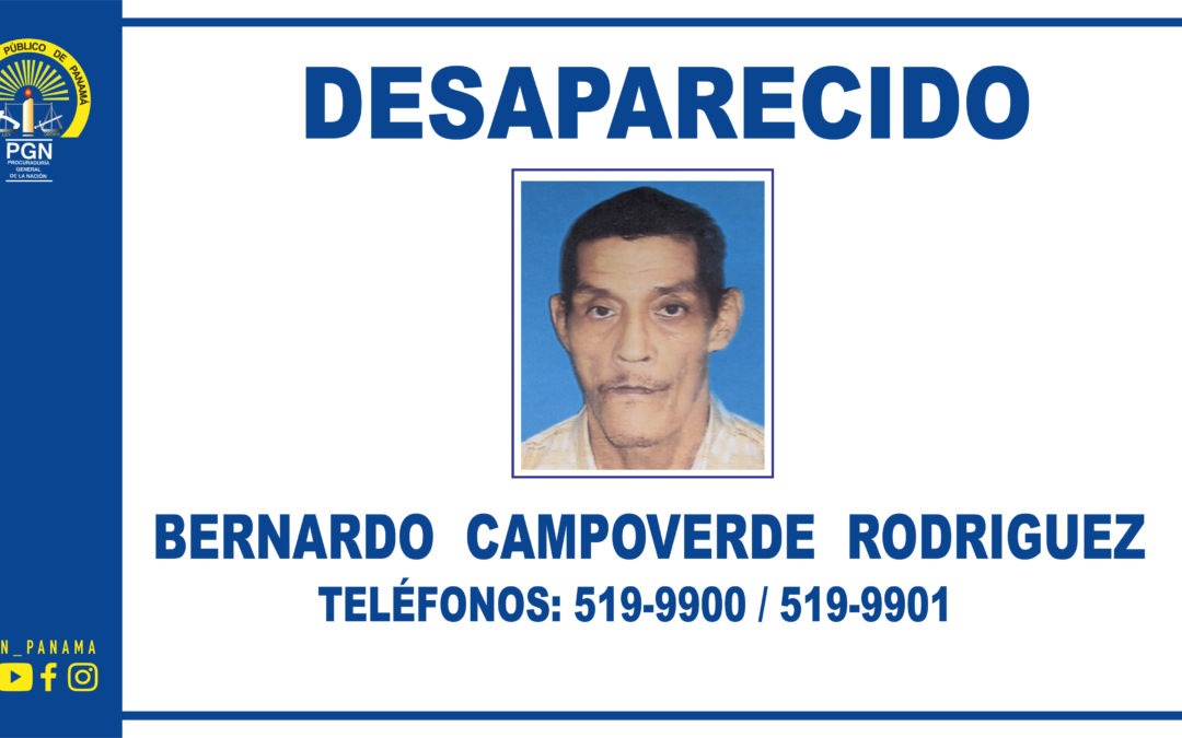 Primera Subregional de Arraiján solicita la colaboración para ubicar a un adulto mayor desaparecido