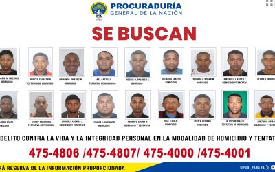 Fiscalía de Colón busca a 18 hombres requeridos por homicidio, tentativa de homicidio y tentativa de femicidio