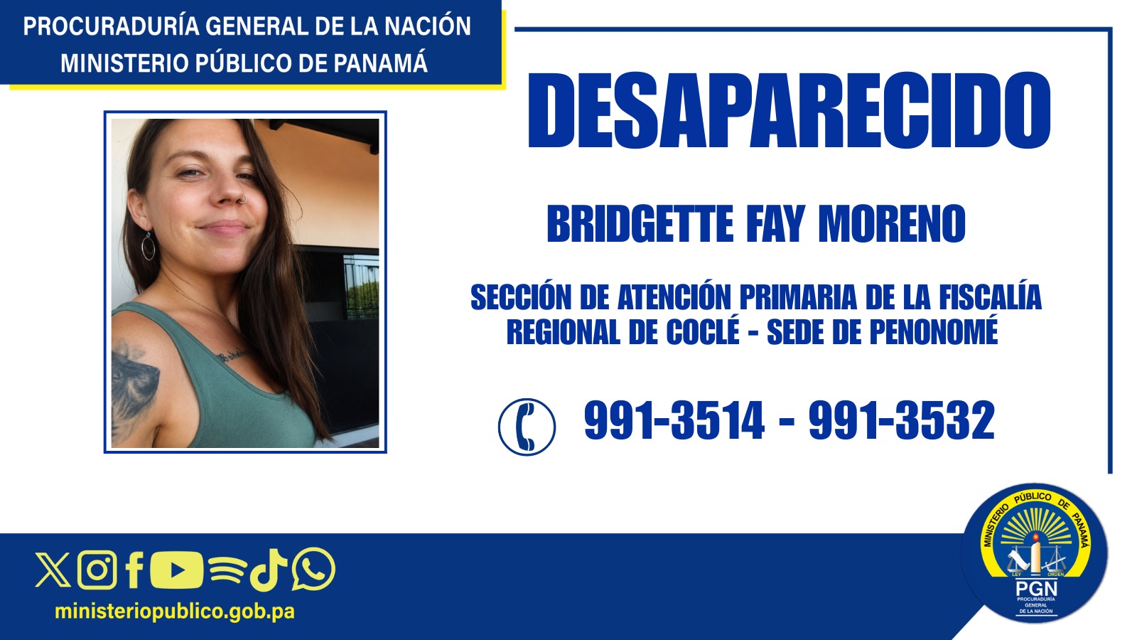 Se solicita apoyo de la ciudadanía para ubicar a persona desaparecida