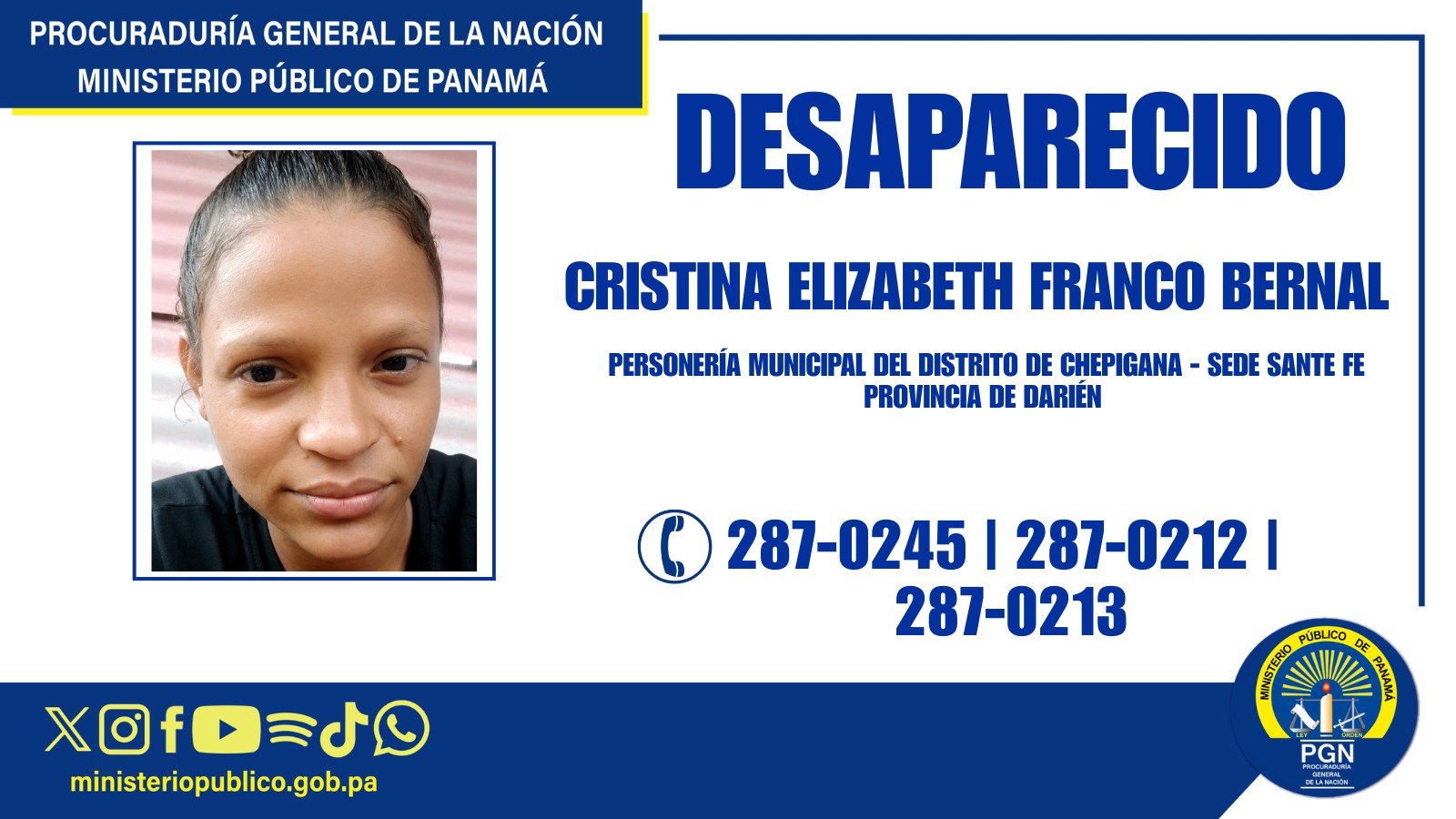 Se solicita apoyo de la ciudadanía para ubicar a persona desaparecida