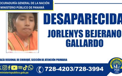 Fiscalía Regional de Chiriquí solicita apoyo a la ciudadanía para ubicar a joven reportada como desaparecida