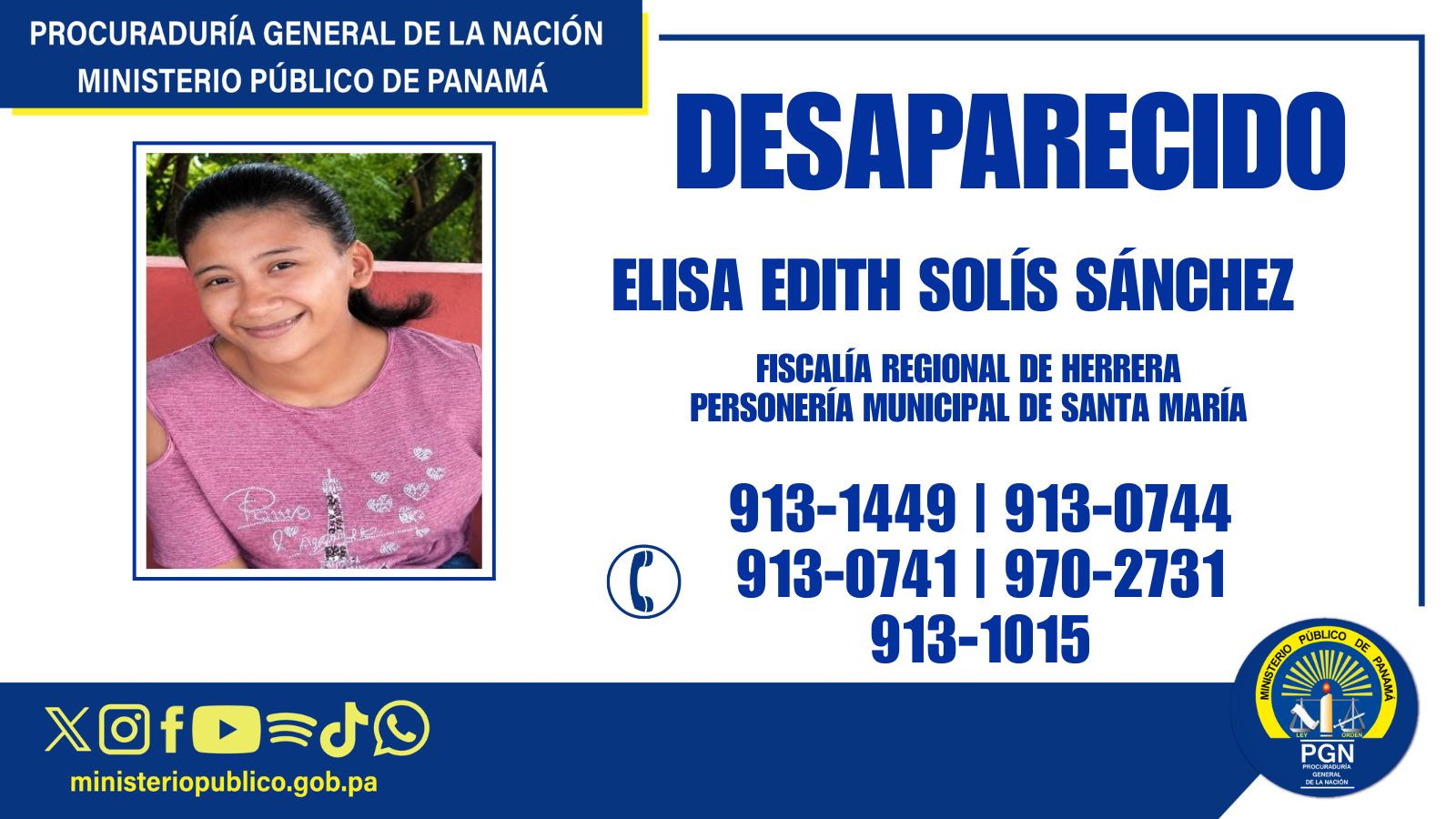 Se solicita apoyo de la ciudadanía para ubicar a persona desaparecida