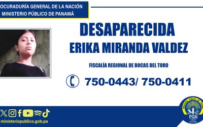 Se requiere el apoyo de la Comunidad para ubicar a mujer desaparecida en Bocas del Toro