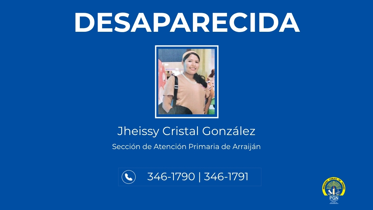 Se pide colaboración para ubicar a una joven desaparecida en el distrito de Arraiján