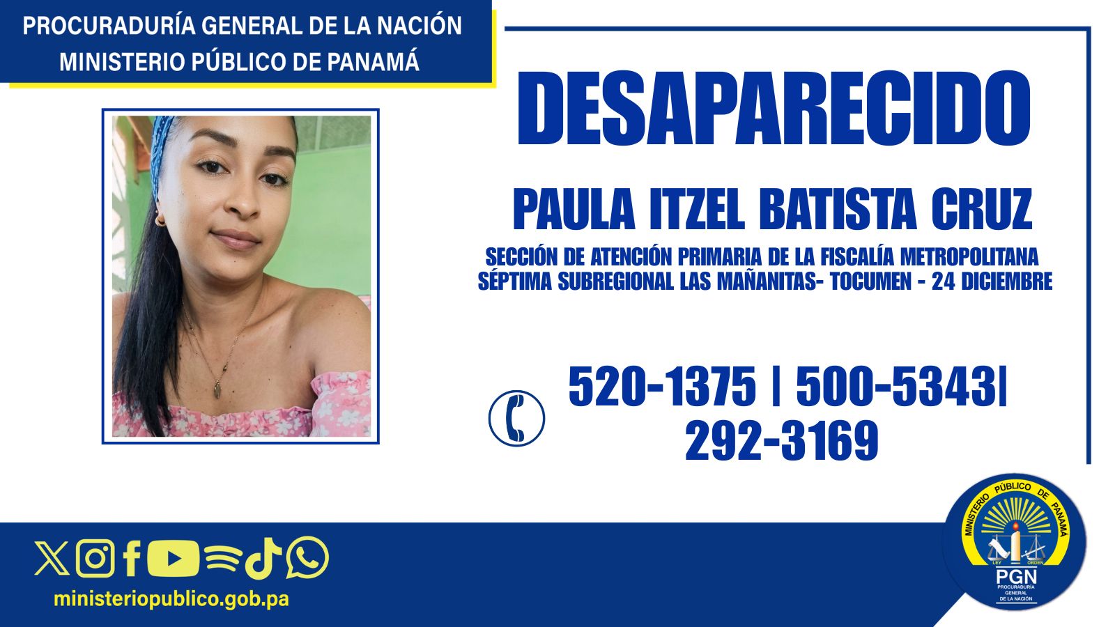 Se solicita apoyo de la ciudadanía para ubicar a persona desaparecida