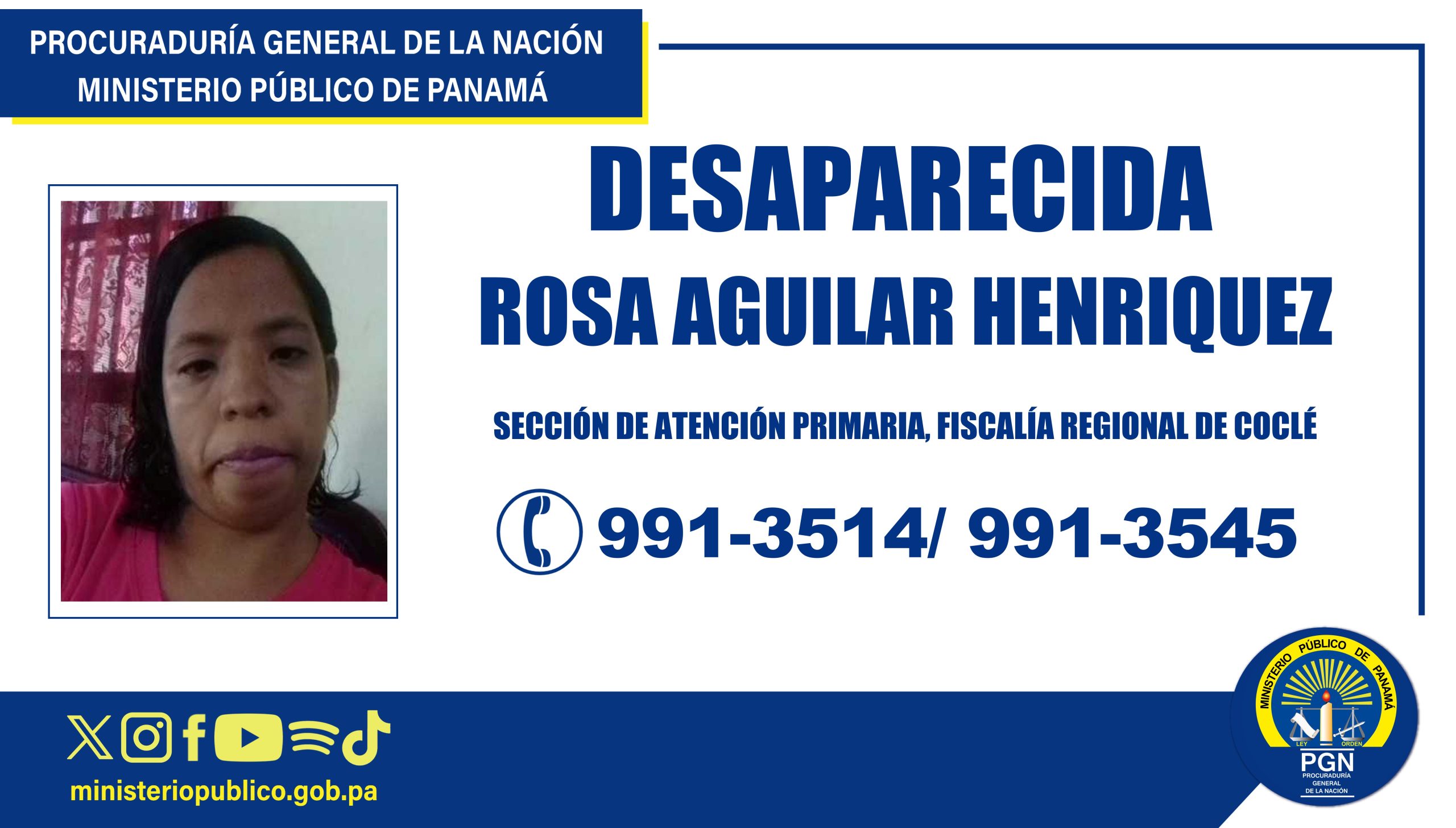 Fiscalía de Coclé busca a una mujer desaparecida en Penonomé