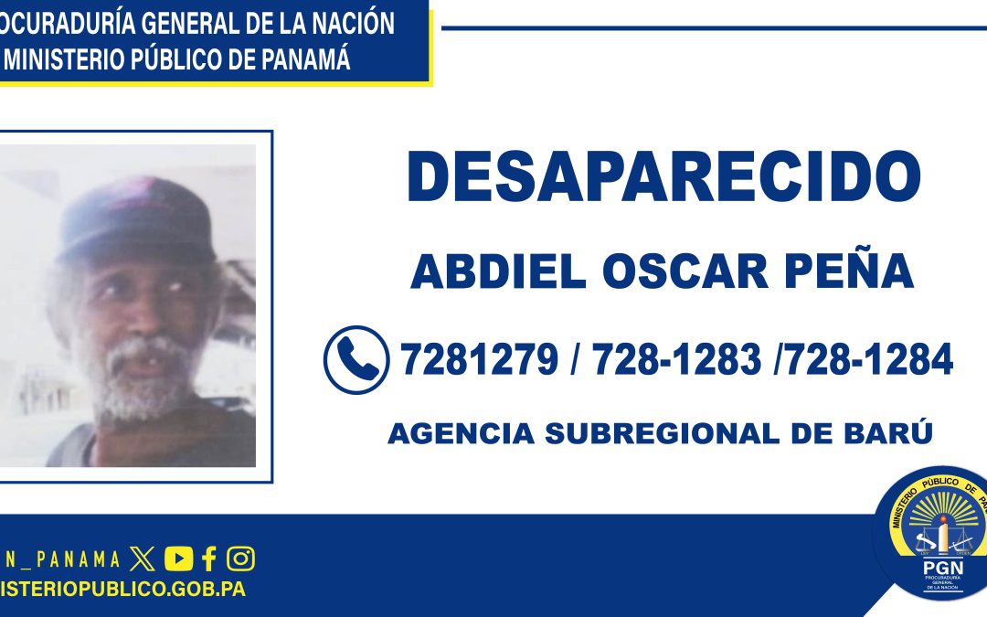 Piden colaboración a la ciudadana para ubicar a una persona desaparecida en Barú