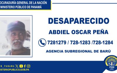 Piden colaboración a la ciudadana para ubicar a una persona desaparecida en Barú