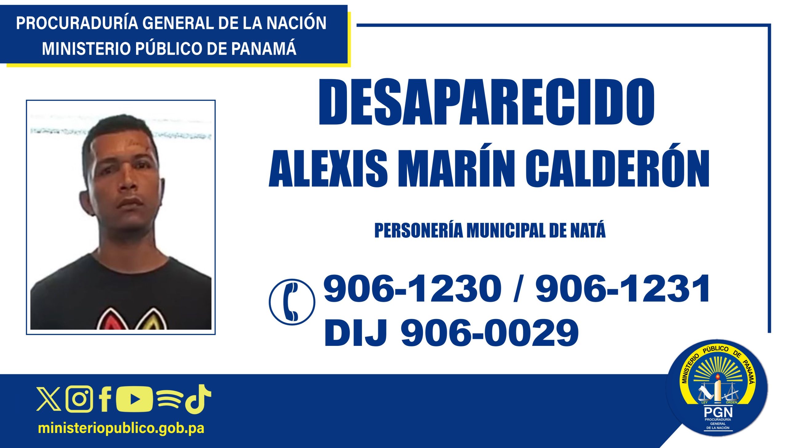 Personería de Nata solicita colaboración en la búsqueda de persona desaparecida