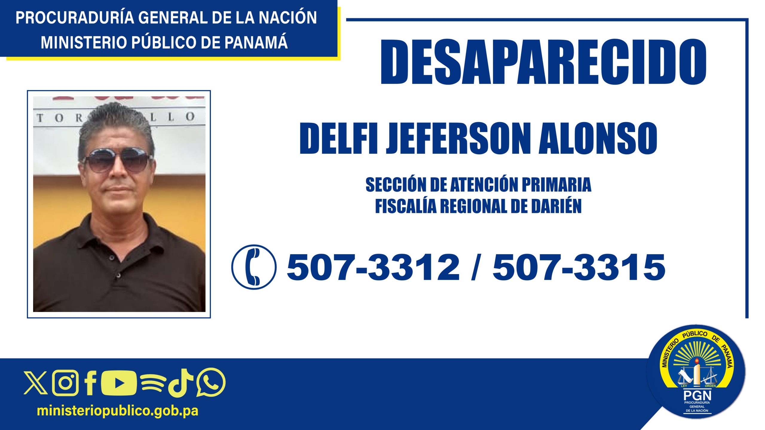 Se solicita apoyo para ubicar a un ciudadano reportado como desaparecido en San Miguelito