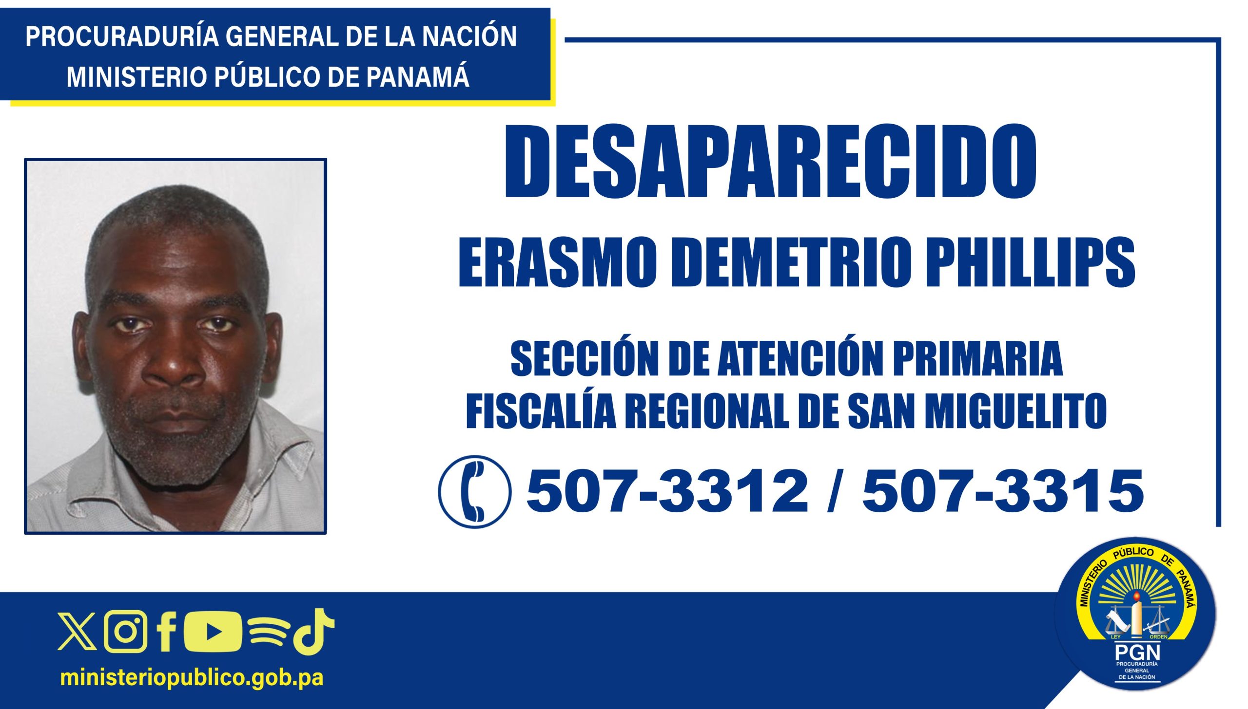 Requieren ubicar a ciudadano reportado como desaparecido en San Miguelito