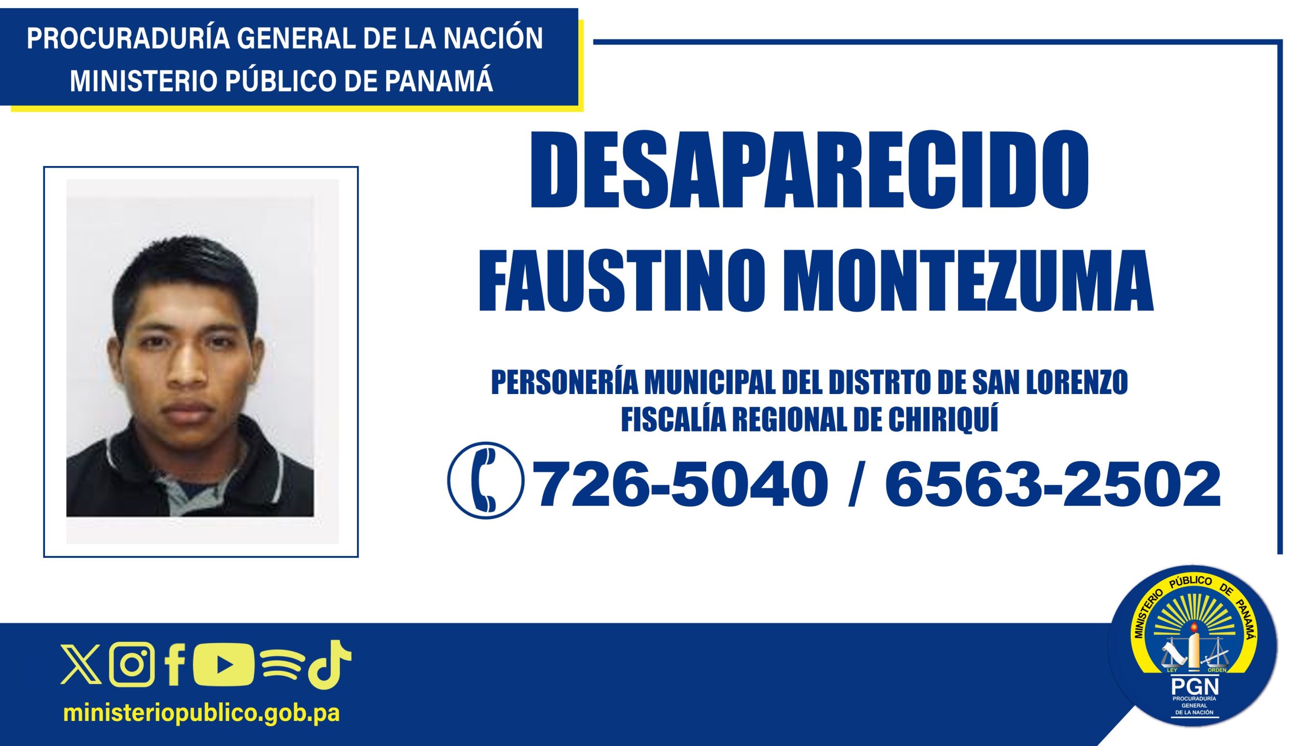 En la Comarca Ngäbe Buglé desaparece un hombre, Se requiere el apoyo de la comunidad para dar con su ubicación