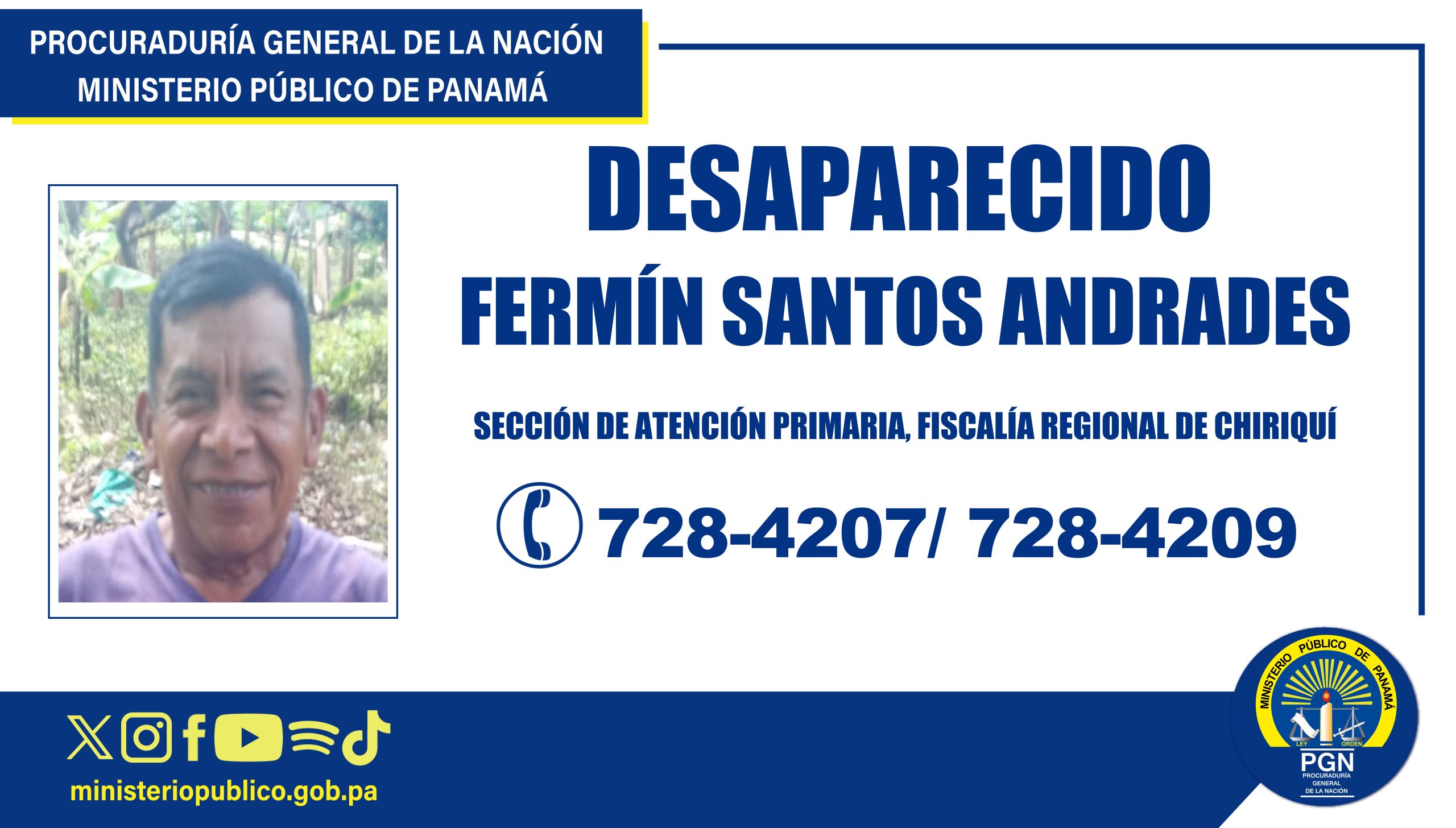 Buscan a hombre desaparecido en la provincia de Chiriquí