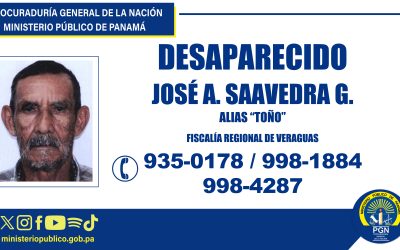 Fiscalía de Veraguas solicita colaboración para dar con la ubicación de un hombre