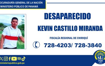 Fiscalía Regional de Chiriquí solicita colaboración para ubicar a una persona desaparecida