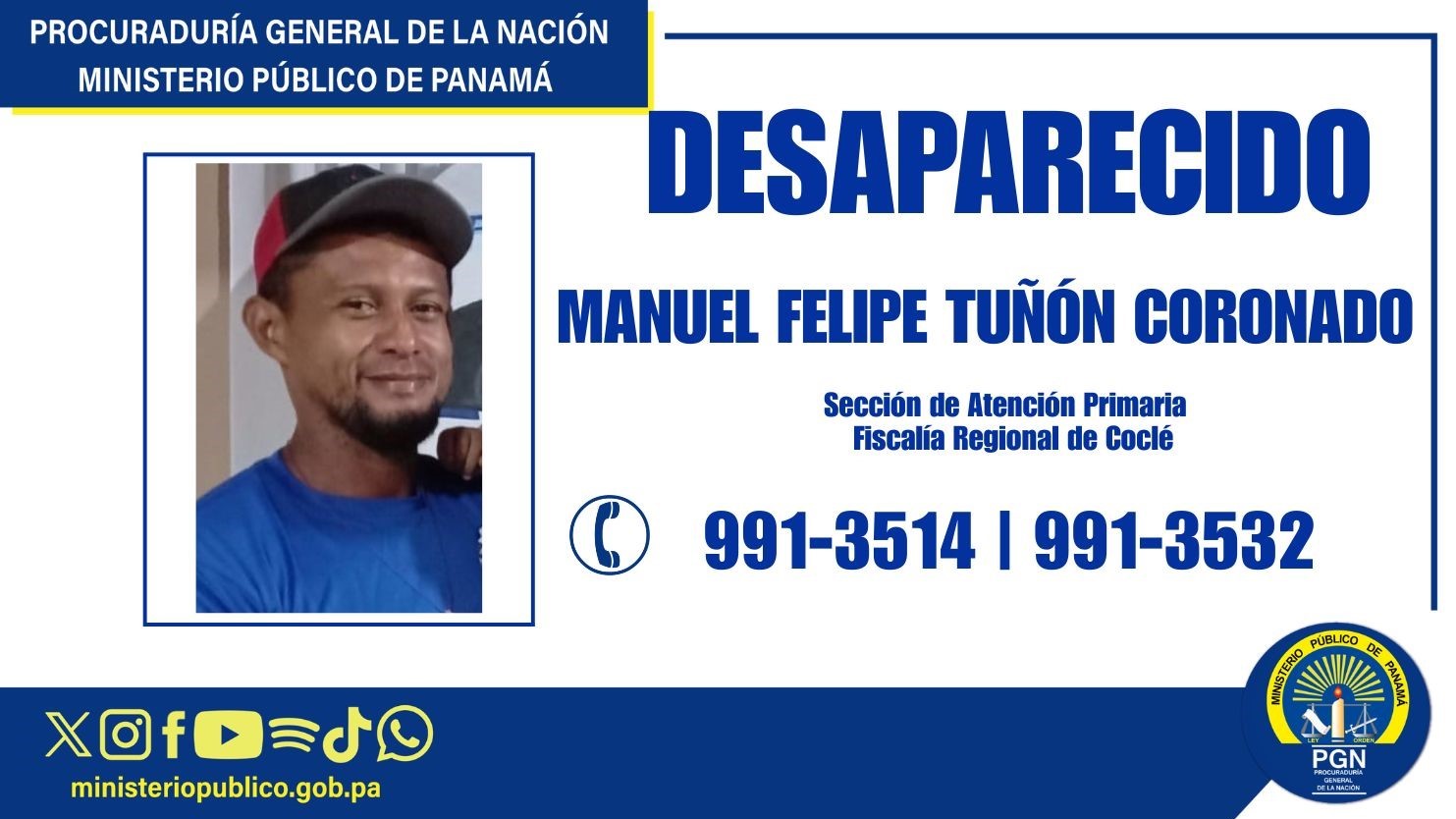 Buscan a hombre desaparecido en la provincia de Coclé