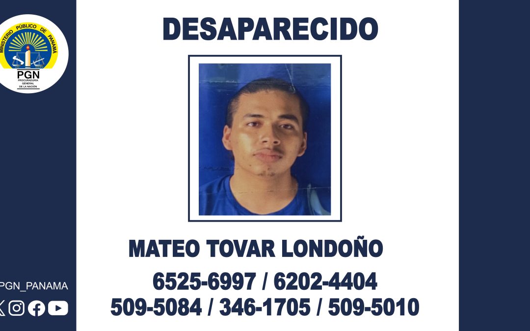 Fiscalía Regional de Panamá Oeste solicita la colaboración ciudadana para ubicar a un hombre desaparecido en La Chorrera