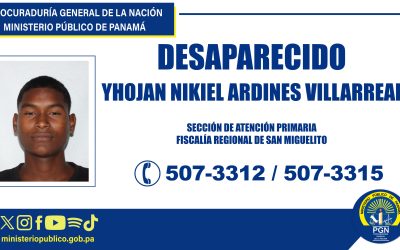 Fiscalía de San Miguelito solicita colaboración para ubicar a una persona desaparecida