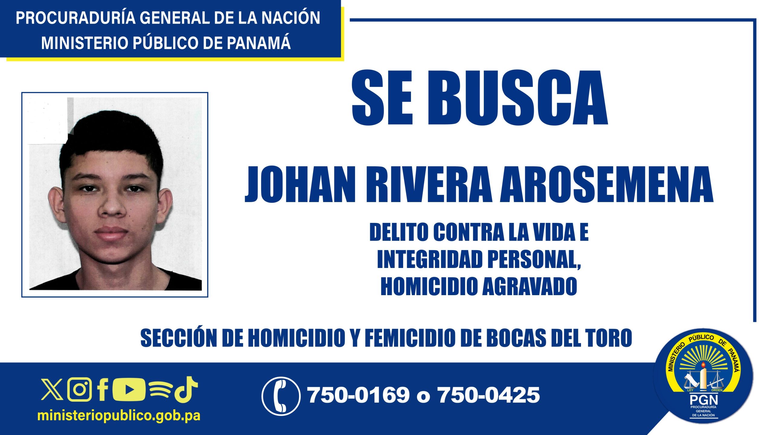 Fiscalía solicita colaboración ciudadana para ubicar a un requerido por homicidio agravado