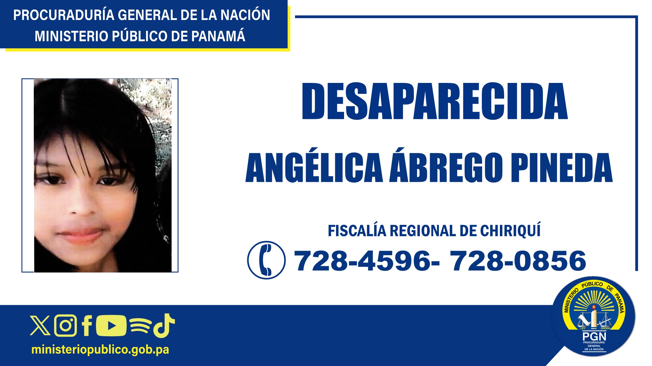 Fiscalía Regional de Chiriquí mantiene investigación tras desaparición de una ciudadana