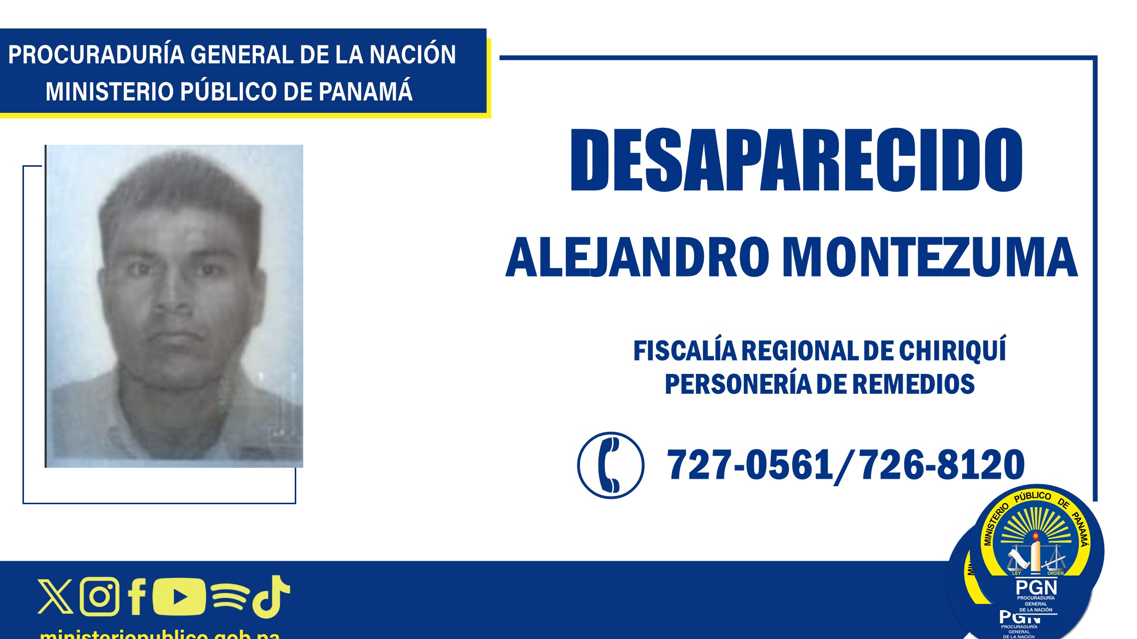 Fiscalía pide colaboración para ubicar a una persona reportada por desaparecida en Remedi