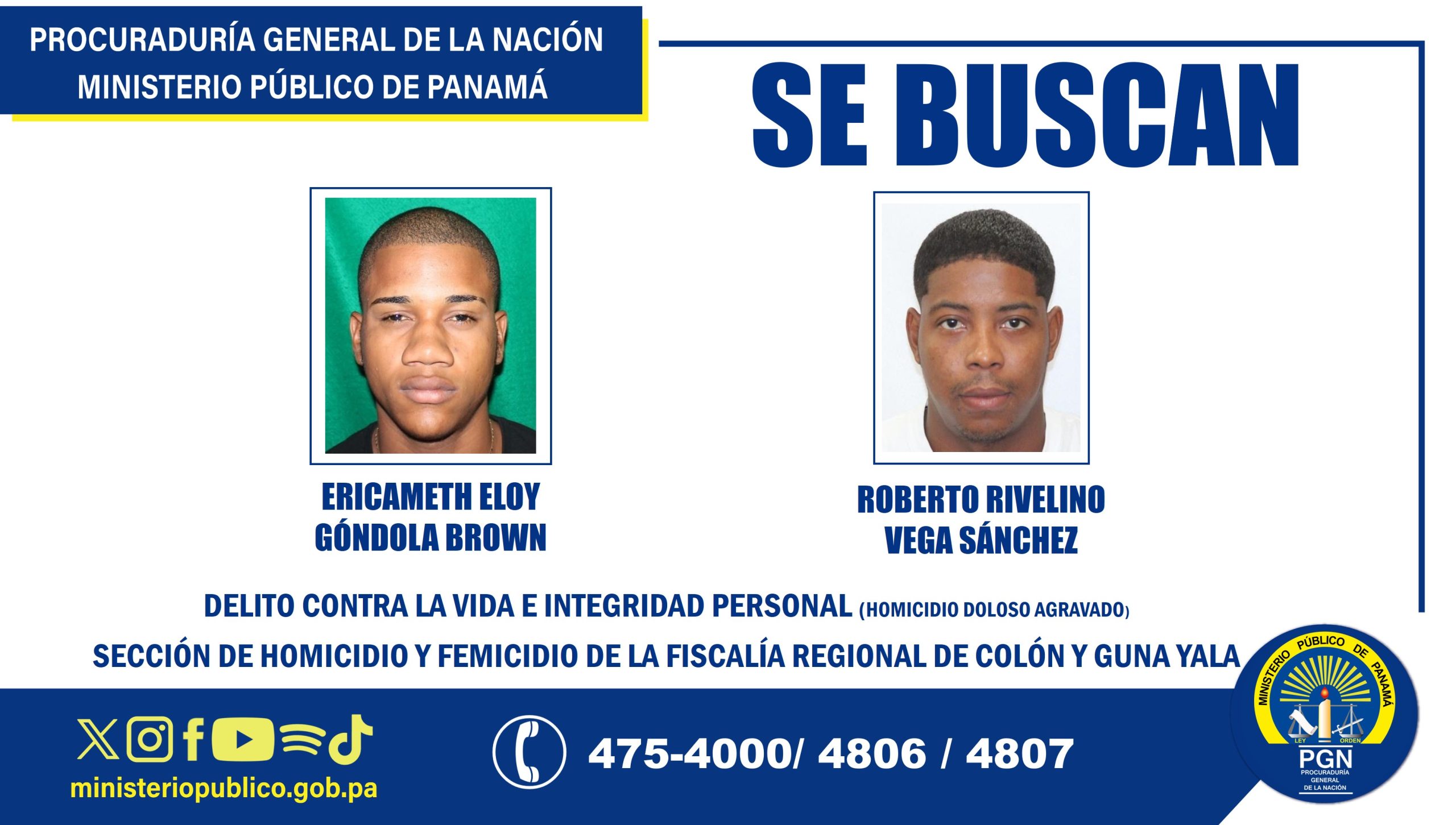 Fiscalía de Colón busca a dos ciudadanos requeridos por el delito de homicidio