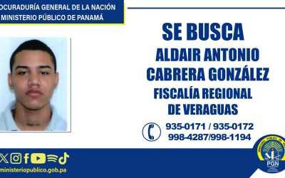 Fiscalía Regional de Veraguas solicita colaboración para ubicar a una persona por su vinculación con el delito de homicidio