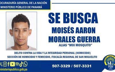 PGN solicita apoyo para ubicar a un hombre apodado “Moi Mosquito” requerido por homicidio