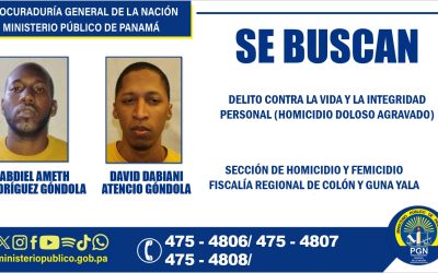 Fiscalía de Colón busca a dos hombres vinculados al delito de homicidio