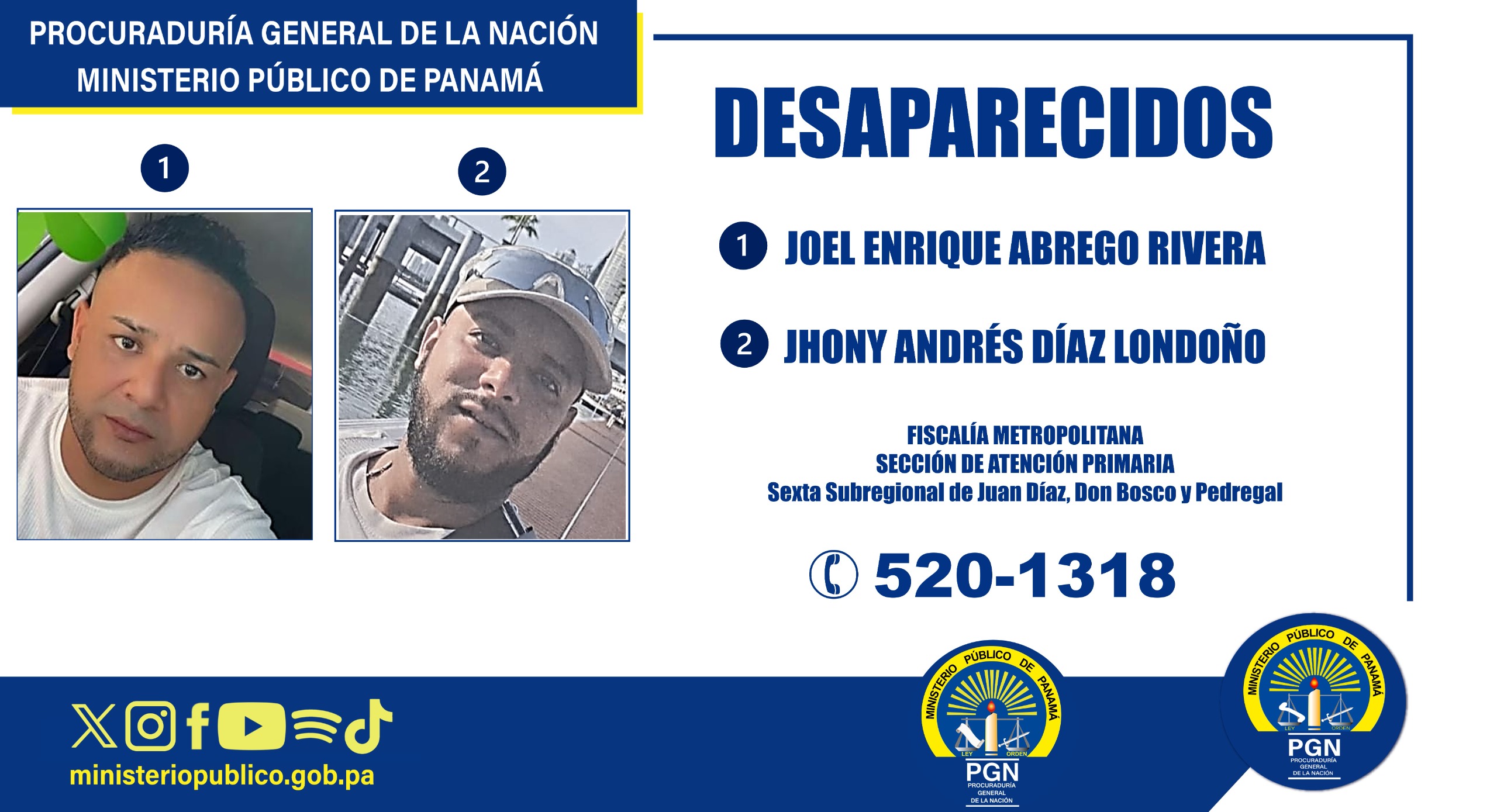 Se solicita apoyo de la ciudadanía para ubicar a dos personas desaparecidas