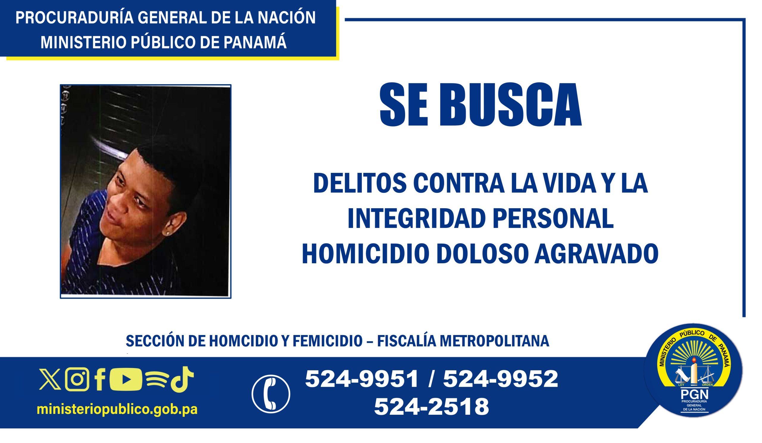 Ministerio Público solicita colaboración ciudadana para ubicar a un requerido por homicidio doloso agravado