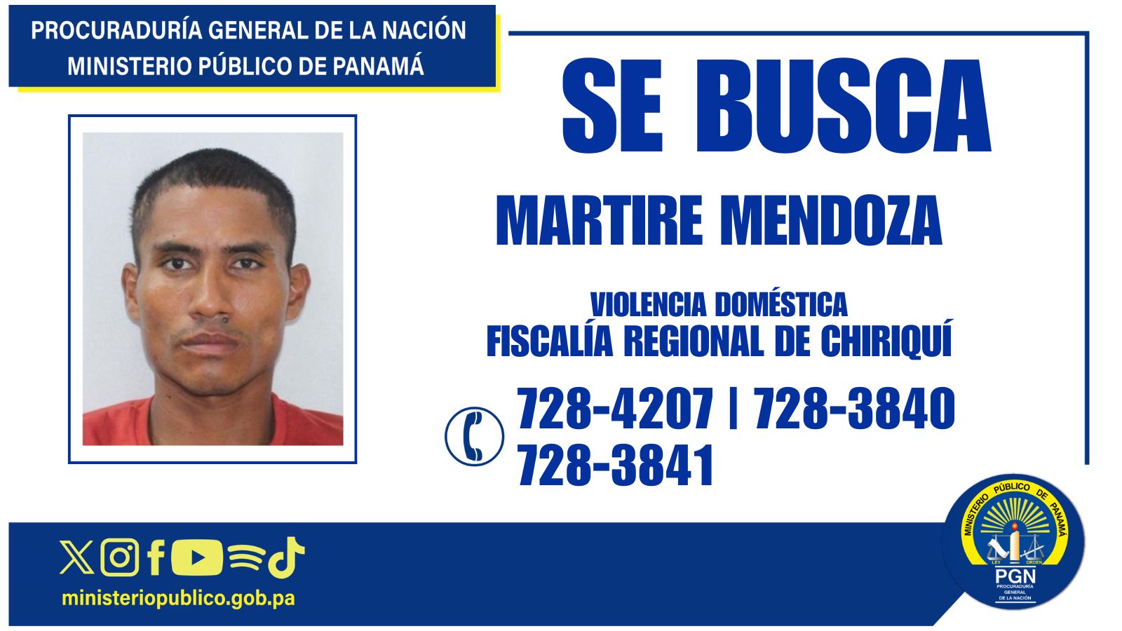 Se solicita colaboración para ubicar a una persona investigada por violencia doméstica