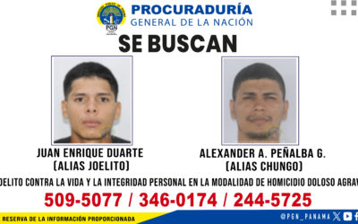 Fiscalía Regional de Panamá Oeste solicita la colaboración de la ciudadanía para ubicar a dos hombres requeridos por homicidio en Arraiján