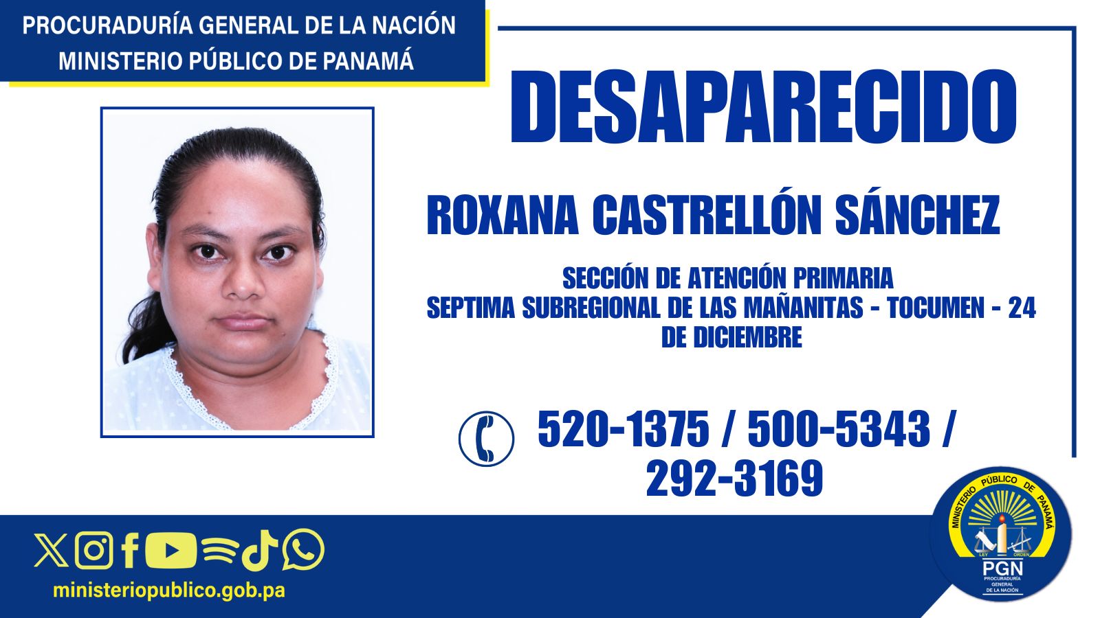 Se solicita apoyo de la ciudadanía para ubicar a persona desaparecida