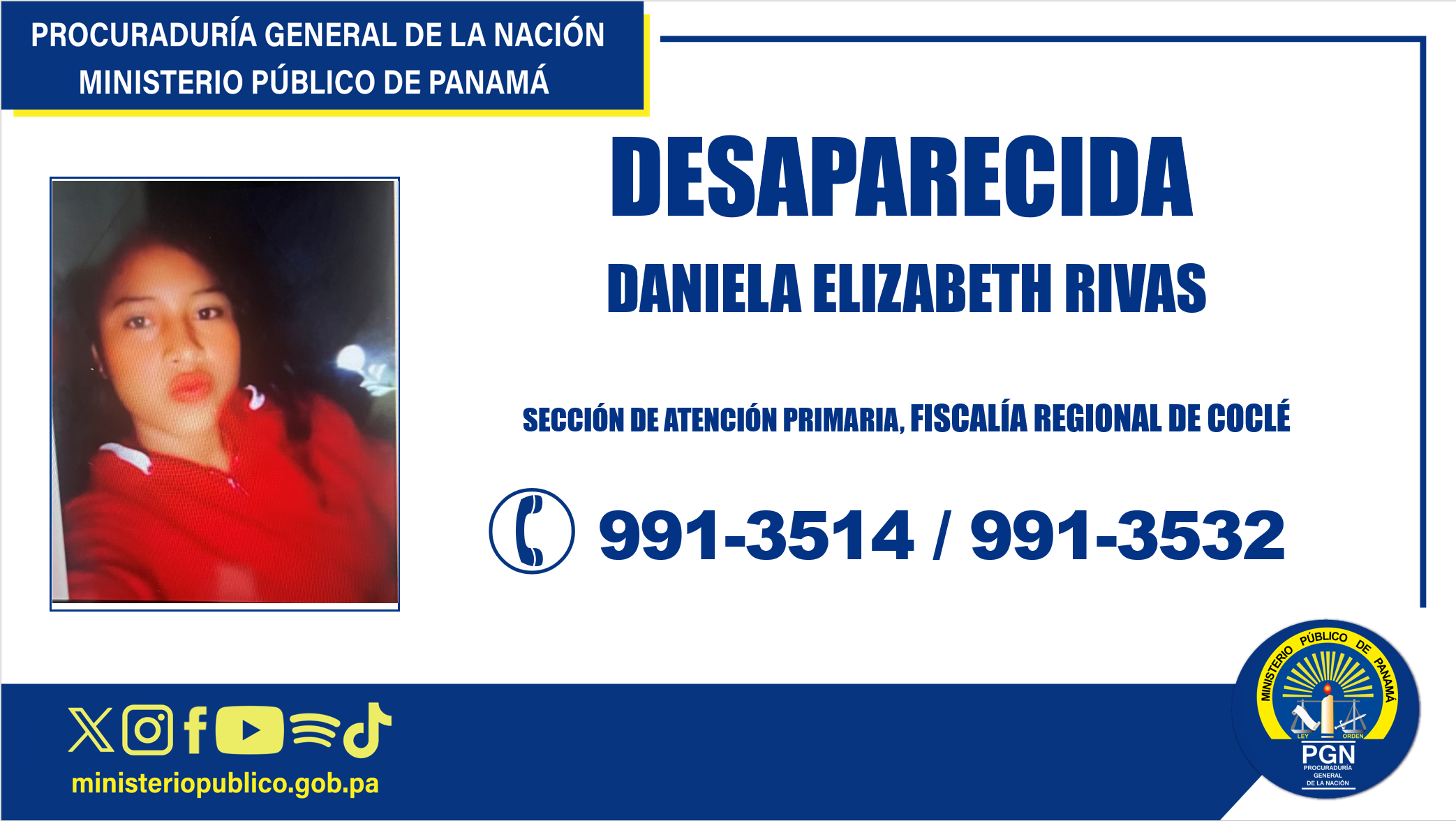 Solicita colaboración para ubicar una joven desaparecida