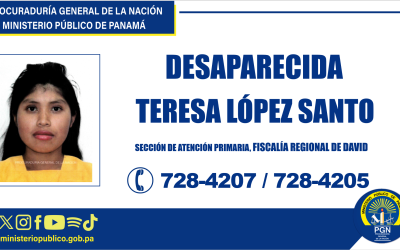 La Fiscalía Regional de David solicita colaboración ciudadana para ubicar a una mujer desaparecida