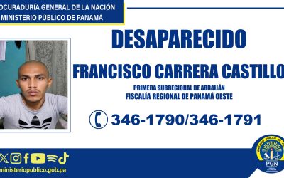 En Arraiján solicitan colaboración para dar con el paradero de un hombre desaparecido