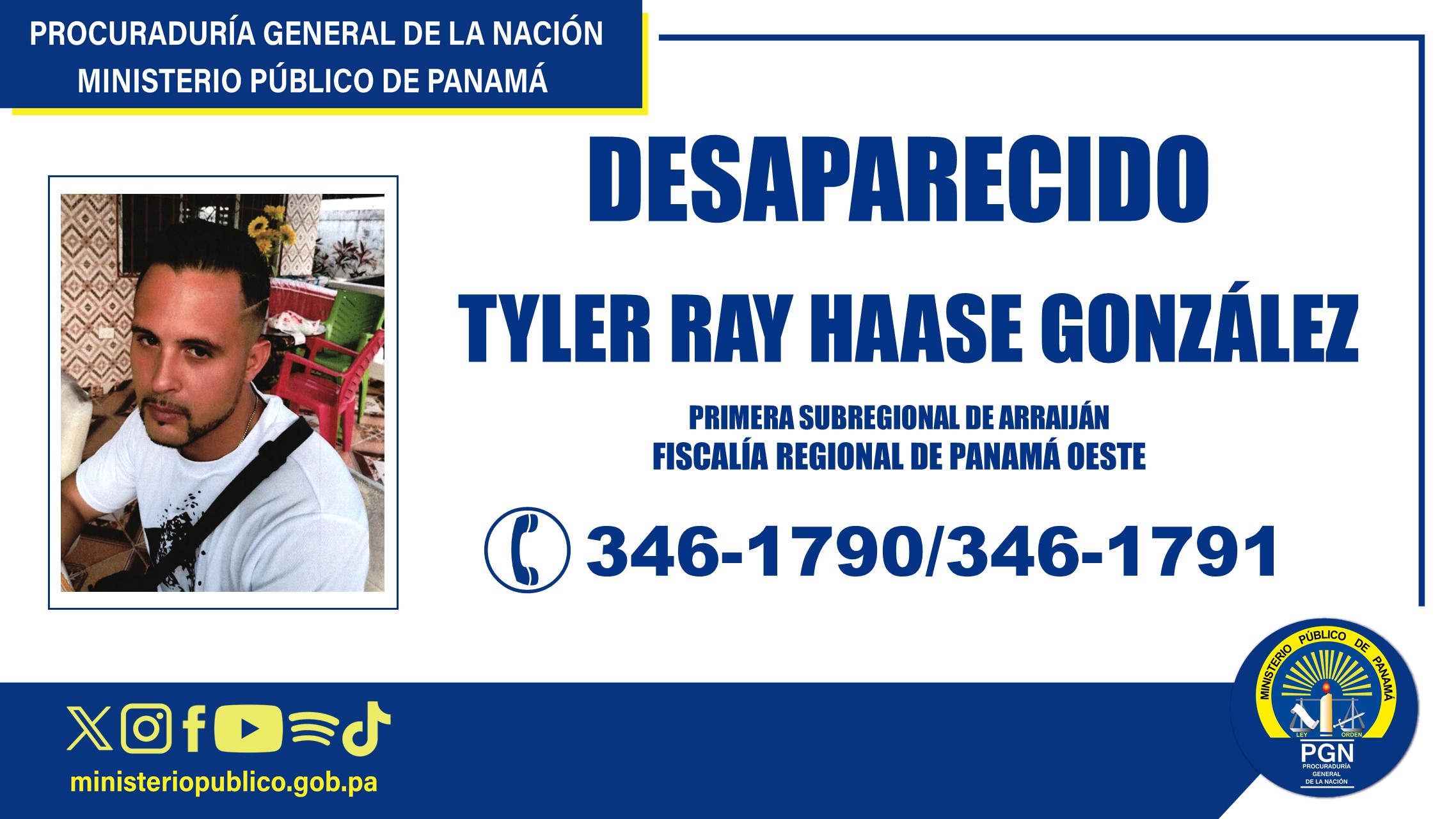 Primera Subregional de Arraiján solicita apoyo para ubicar a una persona desaparecida