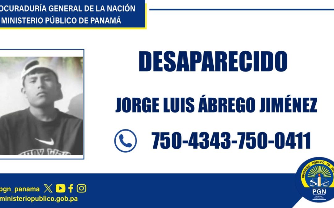 Fiscalía de Bocas del Toro solicita apoyo a la ciudadanía para ubicar a joven desaparecido