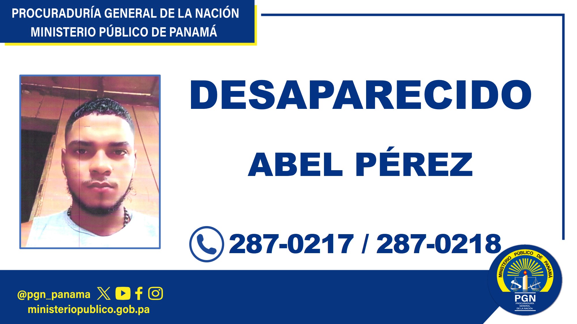 Se solicita apoyo de la ciudadanía para ubicar a joven desaparecido en Darién