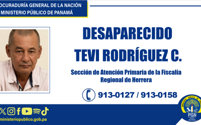 Se solicita información sobre una persona desaparecida en Herrera