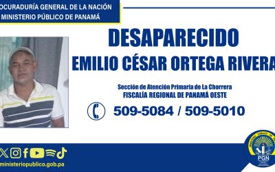 Fiscalía Regional de Panamá Oeste solicita apoyo para ubicar a un hombre desaparecido en La Chorrera