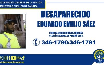 Fiscalía Regional de Panamá Oeste solicita apoyo para ubicar a un hombre desaparecido en Arraiján