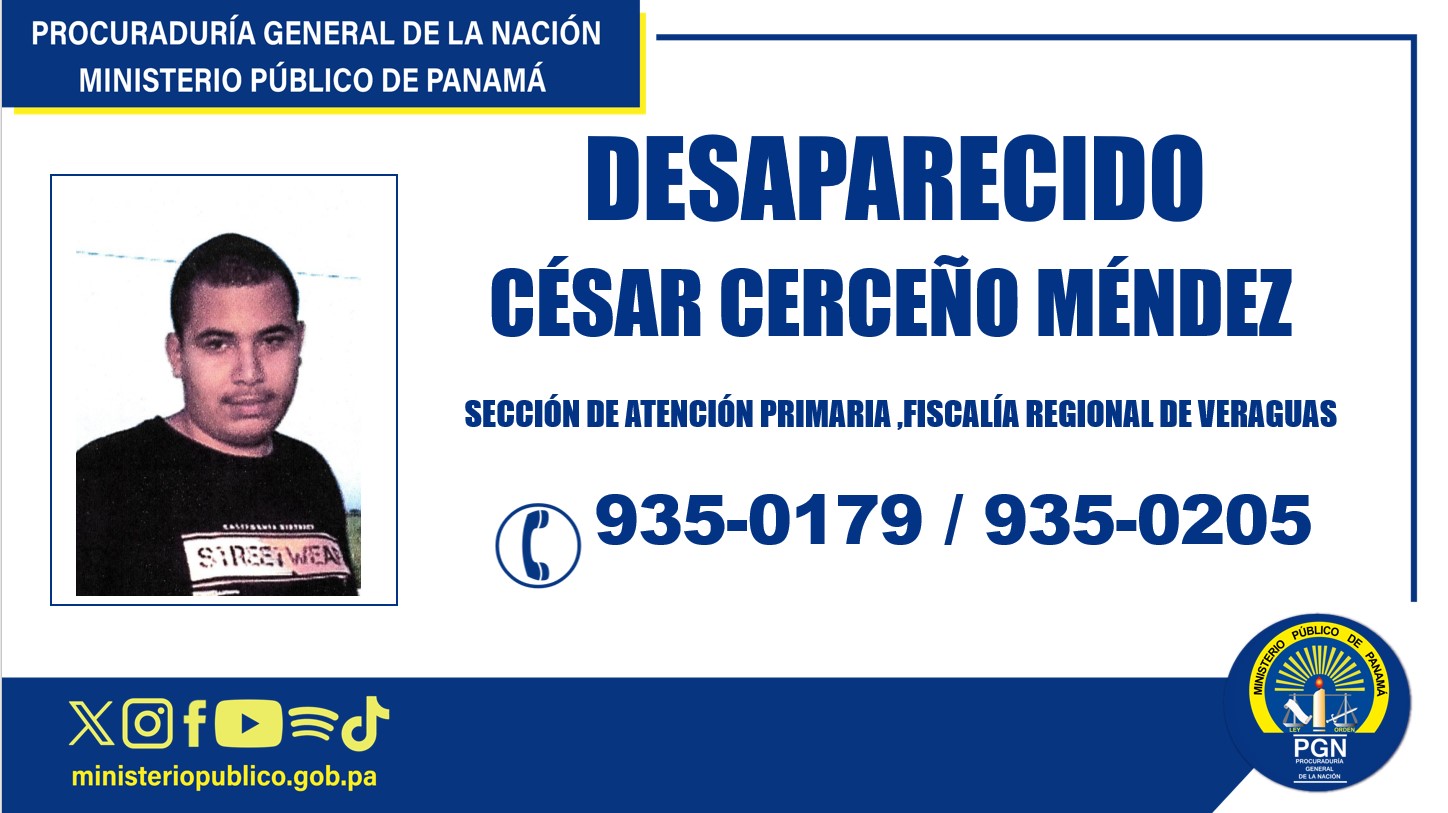 Se requiere el apoyo de la Comunidad para ubicar a un hombre desaparecido en Veraguas