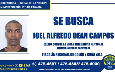 Fiscalía de Colón lo busca por su vinculación al delito de femicidio doloso agravado